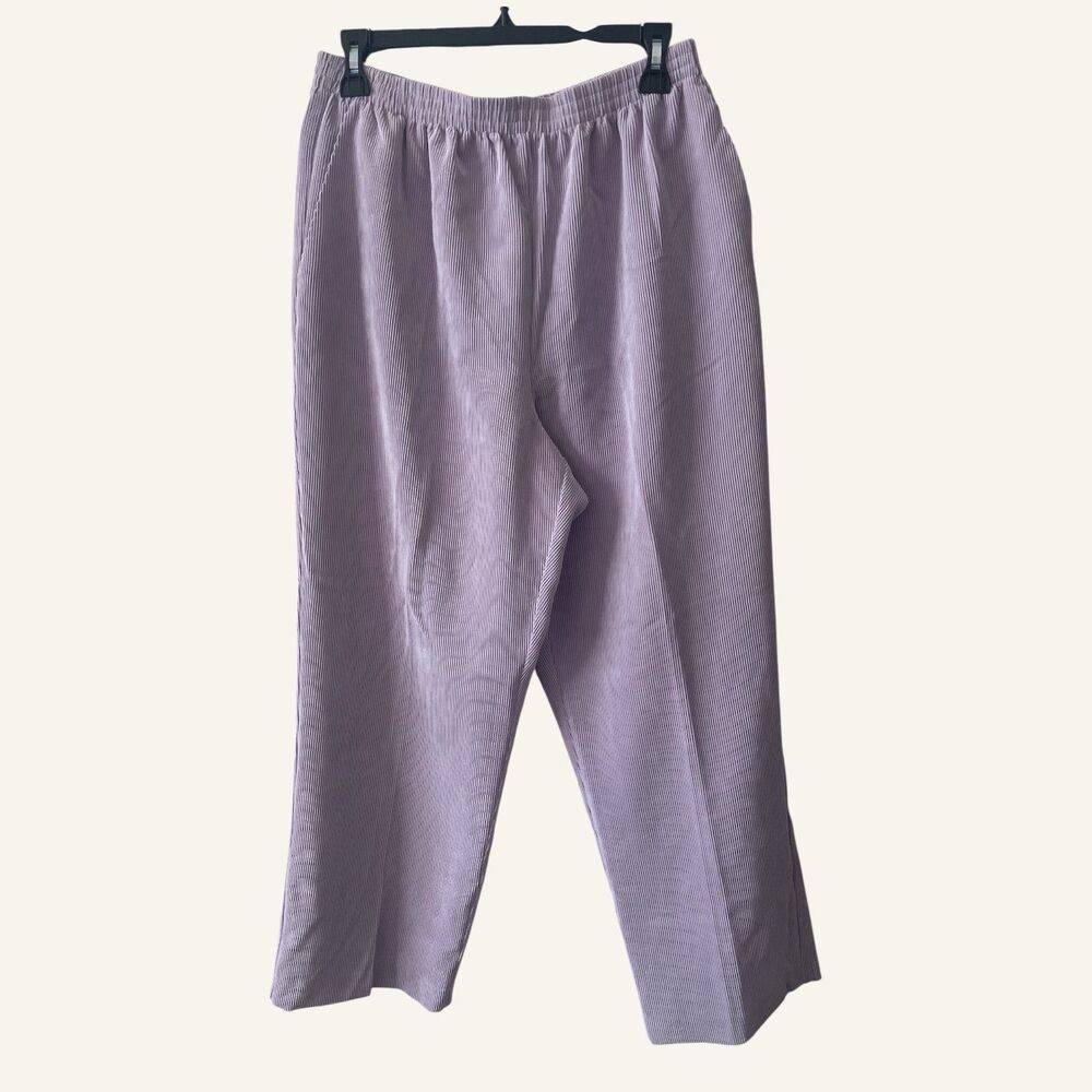 Alfred Dunner Womens Corduroy Pants Color Lavender Vintage Sz 14 NWOT Pull On